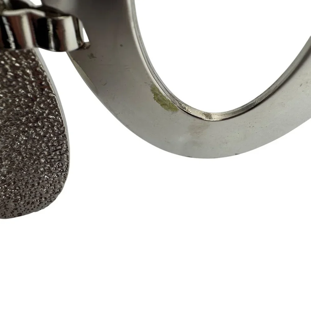 Vintage 1980s Silver-Tone Oval Link Statement Belt With Textured & Smooth Finish